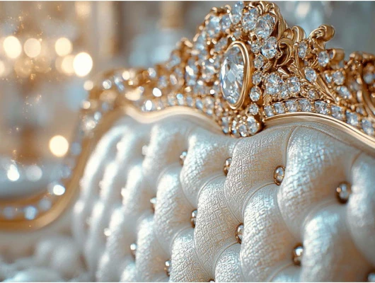 Замена пуговиц на стразы для кровати DreamStudio