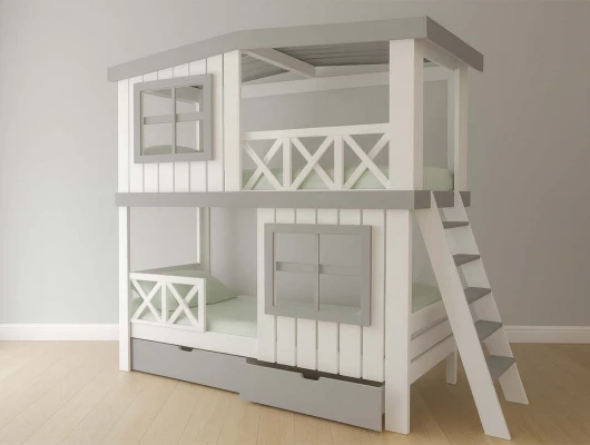 Двухъярусная кровать домик Велес Арт Кидс Лэнд №16 с ящиками Двухъярусная кровать домик Велес Арт Кидс Лэнд №16 с ящиками