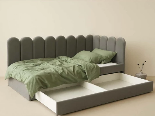 Кровать тахта Анхель с ящиком серый