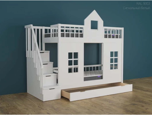 Двухъярусная кровать Принцесса домик с 1 ящиком