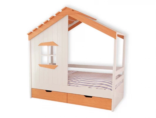 Двухъярусная кровать домик Велес Арт Кидс Лэнд №24 с ящиками