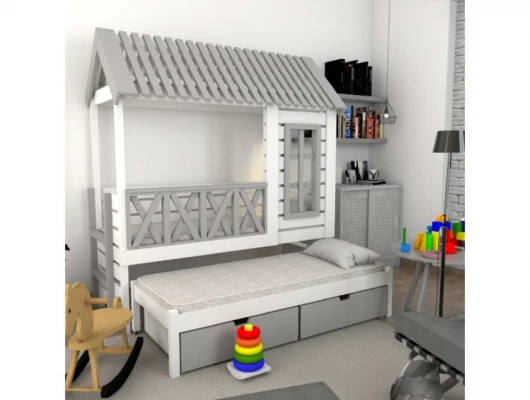 Кровать домик Велес Арт Кидс Лэнд №6 со спальным местом и с ящиками Кровать домик Велес Арт Кидс Лэнд №6 со спальным местом и с ящиками