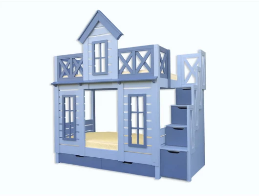 Двухъярусная кровать Велес Арт Терем с лестницей и ящиками