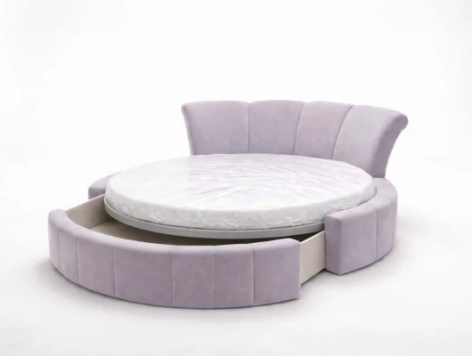 Круглая кровать Мерси с ящиком сиреневый