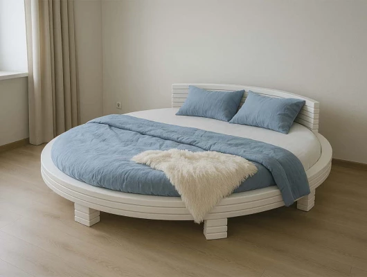 Круглая кровать Нагоя белый