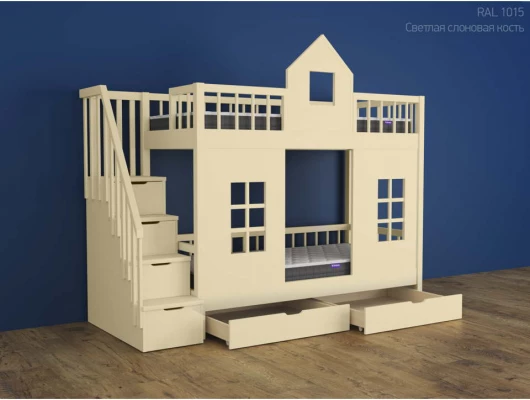 Двухъярусная кровать Принцесса домик с 2 ящиками