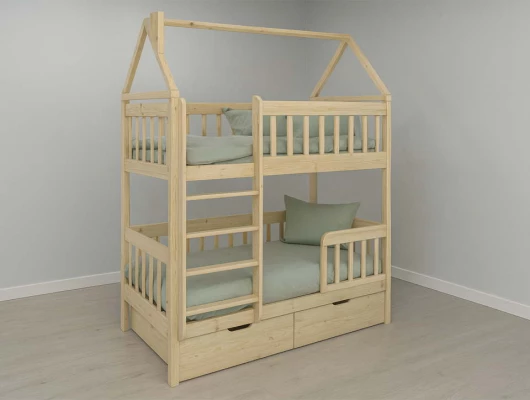 Двухъярусная кровать домик Велес Арт Кидс Лэнд №19 с ящиками