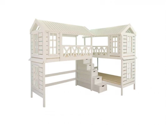Двухъярусная кровать домик Велес Арт Кидс Лэнд №87 с ящикам