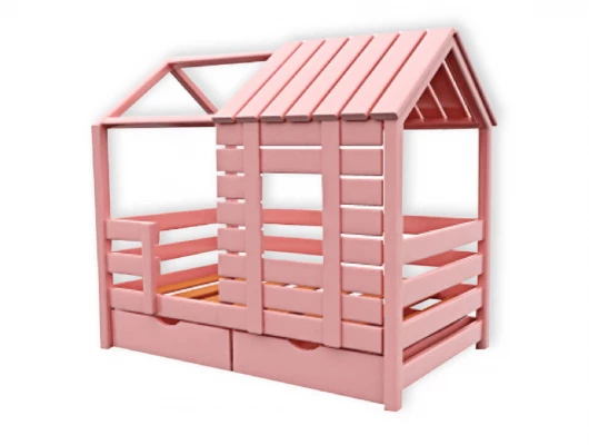 Двухъярусная кровать домик Велес Арт Кидс Лэнд №27 с ящиками