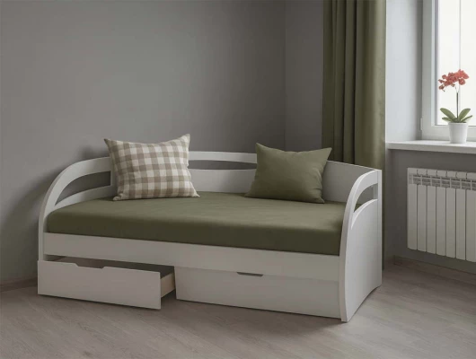 Кровать диван тахта Лола с ящиками белый