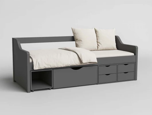 Кровать Анюта с ящиками серый