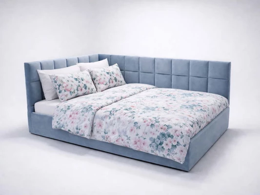 Кровать тахта Паола с подьемным механизмом синий