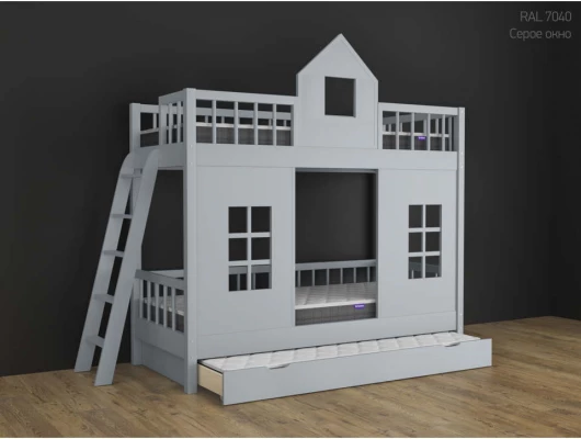 Двухъярусная кровать Золушка домик с выкатным сп местом