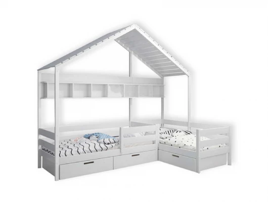 Двухъярусная кровать домик Велес Арт Кидс Лэнд №23 с ящиками