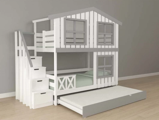 Двухъярусная кровать домик Велес Арт Кидс Лэнд №12 со спальным местом