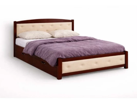 Кровать Велес Арт Березка кожа с ящиками