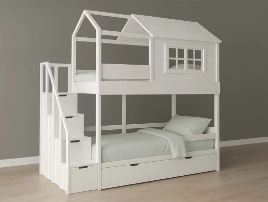 Двухъярусная кровать домик Велес Арт Кидс Лэнд №11 с ящиками Двухъярусная кровать домик Велес Арт Кидс Лэнд №11 с ящиками