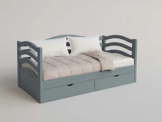 Кровать тахта Бриз 3 с ящиками серый
