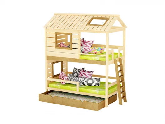 Двухъярусная кровать домик Велес Арт Кидс Лэнд №52 со спальным местом