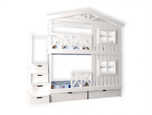 Двухъярусная кровать домик Велес Арт Кидс Лэнд №30 с ящиками Двухъярусная кровать домик Велес Арт Кидс Лэнд №30 с ящиками