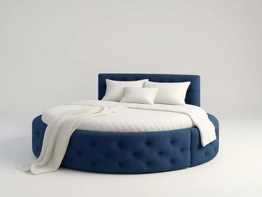 Круглая кровать Хоуп с ящиком синий