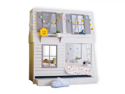 Двухъярусная кровать домик Велес Арт Кидс Лэнд №88 со спальным местом