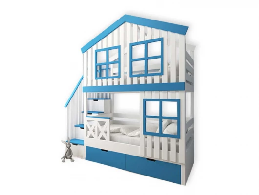 Двухъярусная кровать домик Велес Арт Кидс Лэнд №46 с ящиками Двухъярусная кровать домик Велес Арт Кидс Лэнд №46 с ящиками