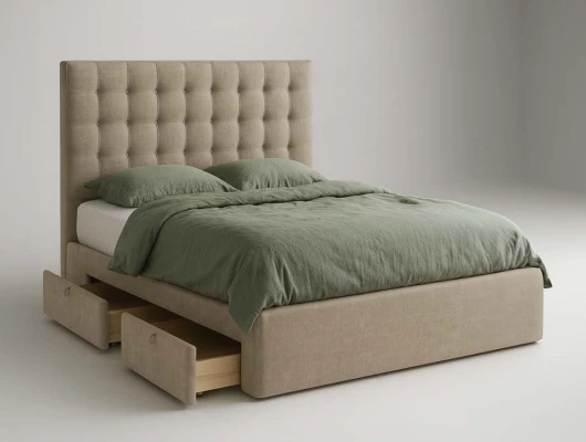 Мягкая кровать Агата с 2 ящиками