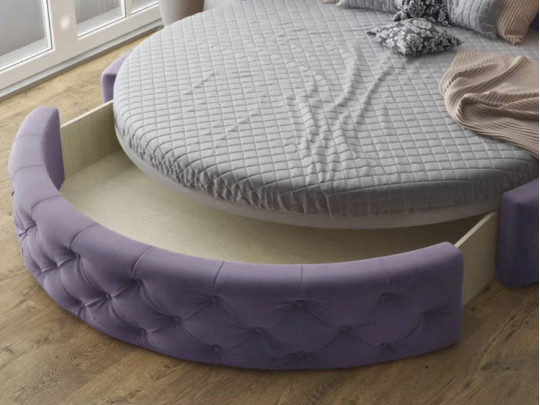 Круглая кровать Хоуп с ящиком по цене от 75 750 ₽ , стиль классический, модерн, рококо, современный, королевский, цвет серый 2 | Круглые кровати