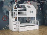 Двухъярусная кровать Алена домик с 2 ящиками по цене от 110 500 ₽ , стиль скандинавский, классический, цвет бежевый 1 | Детские кровати