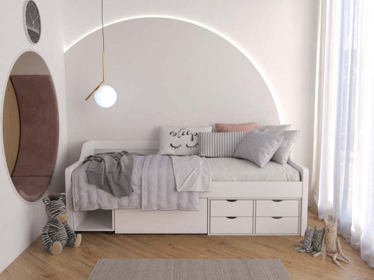 Кровать Анюта с ящиками Relaksan, стиль скандинавский, классический, прованс, цвет бежевый, белый