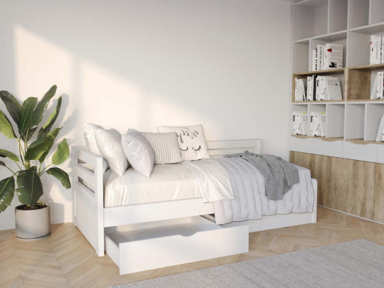 Кровать тахта Дуэт 2 спинки с ящиками по цене от 28 333 ₽ , стиль скандинавский, классический, минимализм, цвет оранжевый 1 | Тахты