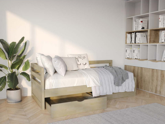 Кровать тахта Дуэт 2 спинки с ящиками по цене от 28 333 ₽ , стиль скандинавский, классический, минимализм, цвет оранжевый 2 | Тахты