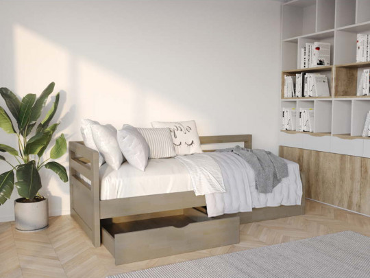 Кровать тахта Дуэт 2 спинки с ящиками по цене от 28 333 ₽ , стиль скандинавский, классический, минимализм, цвет оранжевый 5 | Тахты