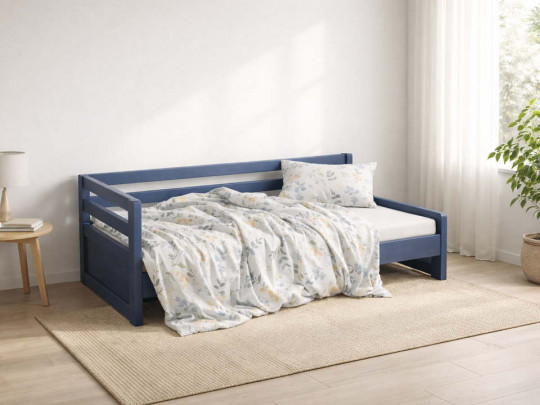 Кровать тахта Дуэт 2 спинки синий по цене от 22 333 ₽ , стиль скандинавский, классический, минимализм, цвет синий 2 | Кровати