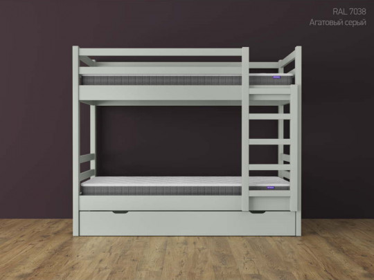 Двухъярусная кровать Кадет с 1 ящиком по цене от 47 133 ₽ , стиль скандинавский, классический, цвет серый 4 | Детские кровати