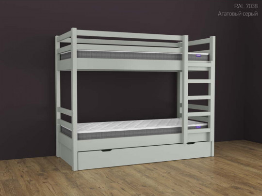 Двухъярусная кровать Кадет с 1 ящиком по цене от 47 133 ₽ , стиль скандинавский, классический, цвет серый 3 | Детские кровати