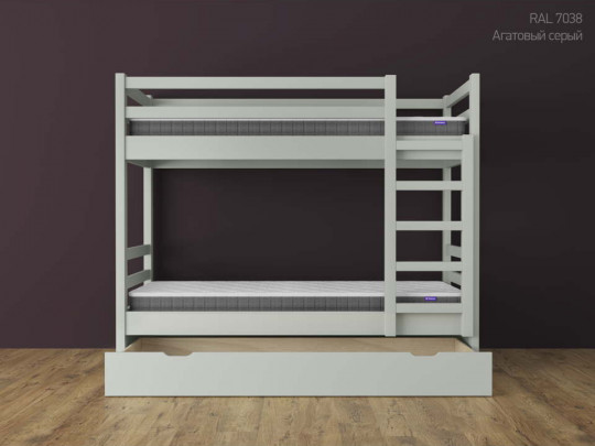 Двухъярусная кровать Кадет с 1 ящиком по цене от 47 133 ₽ , стиль скандинавский, классический, цвет серый 1 | Детские кровати