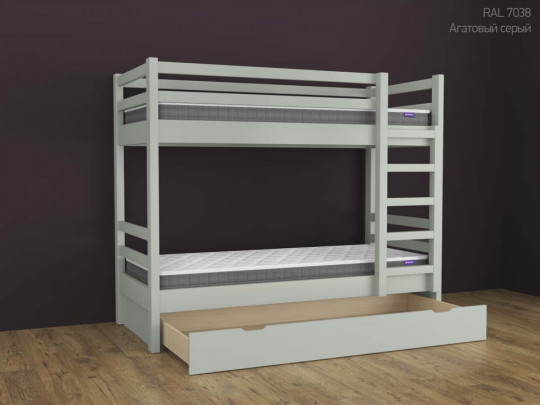Двухъярусная кровать Кадет с 1 ящиком Relaksan, стиль скандинавский, классический, цвет серый