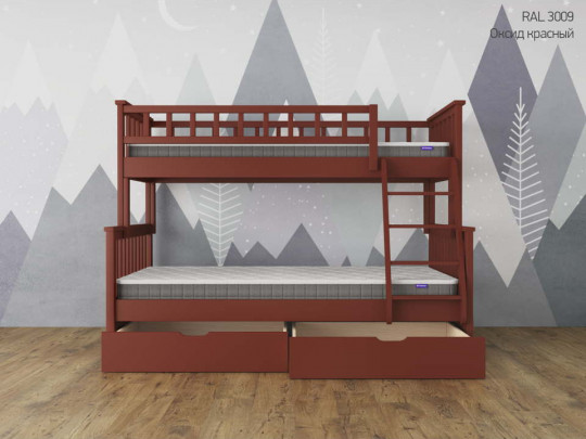 Двухъярусная кровать Модерн с 2 ящиками по цене от 63 500 ₽ , стиль скандинавский, классический, цвет коричневый 2 | Детские кровати