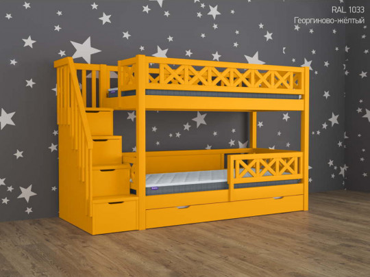 Двухъярусная кровать Прованс с выкатным сп местом по цене от 100 850 ₽ , стиль скандинавский, классический, цвет желтый, оранжевый 2 | Детские кровати