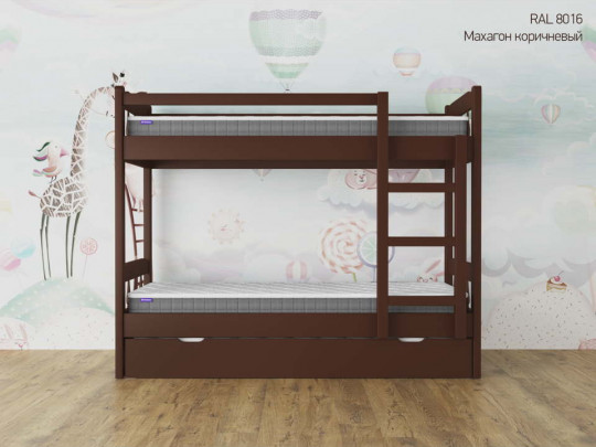 Двухъярусная кровать Скаут с выкатным сп местом по цене от 49 533 ₽ , стиль скандинавский, классический, цвет коричневый 2 | Детские кровати