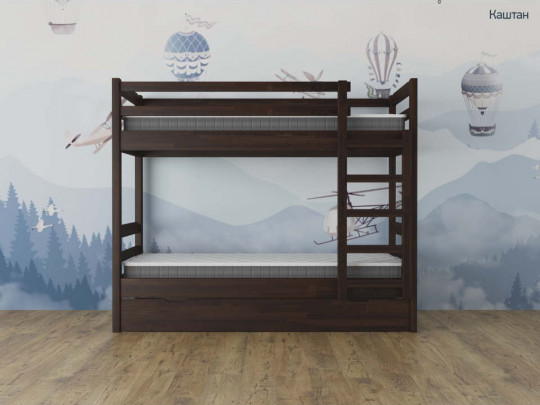Двухъярусная кровать Тандем с 1 ящиком по цене от 46 967 ₽ , стиль скандинавский, классический, цвет коричневый 3 | Детские кровати