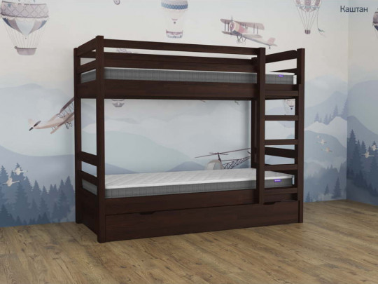 Двухъярусная кровать Тандем с 1 ящиком по цене от 46 967 ₽ , стиль скандинавский, классический, цвет коричневый 2 | Детские кровати