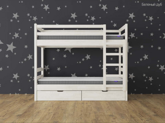 Двухъярусная кровать Тандем с 2 ящиками по цене от 47 167 ₽ , стиль скандинавский, классический, цвет белый, серый 3 | Детские кровати