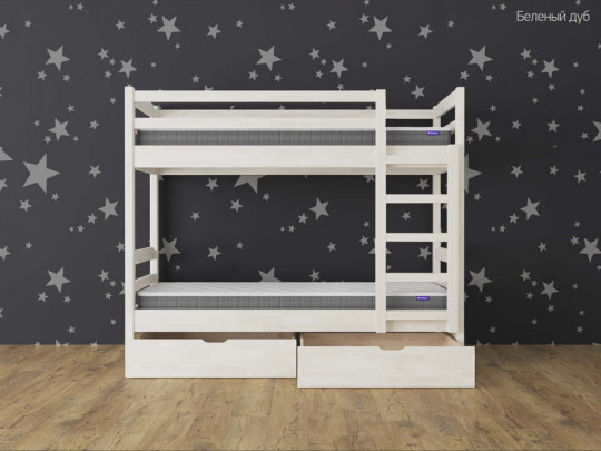Двухъярусная кровать Тандем с 2 ящиками по цене от 47 167 ₽ , стиль скандинавский, классический, цвет белый, серый 1 | Детские кровати