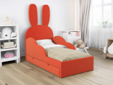 Детская кровать с ушками Банни с ящиком по цене от 40 333 ₽ , стиль скандинавский, современный, цвет оранжевый 2 | Детские мягкие кровати
