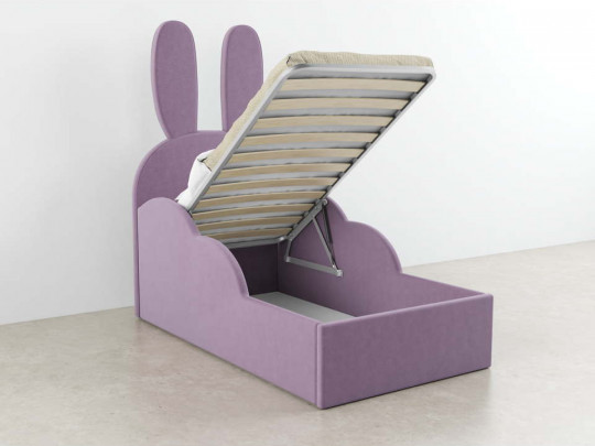 Детская кровать с ушками Банни с подъемным механизмом Relaksan, стиль скандинавский, современный, цвет фиолетовый