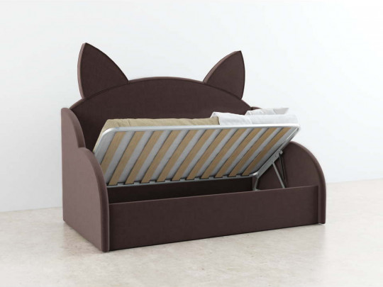 Детская кровать с ушками Бэкки с подъемным механизмом Relaksan, стиль скандинавский, современный, цвет коричневый