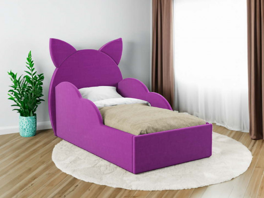 Детская кровать с ушками Китти с подъемным механизмом по цене от 42 000 ₽ , стиль скандинавский, современный, цвет розовый, сиреневый, фиолетовый 2 | Детские мягкие кровати